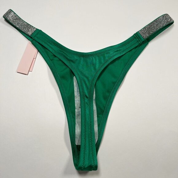 Victoria Secret 32C S Bombshell Push Up Bikini Top THONG Set Shine Strap Green - Picture 7 of 7